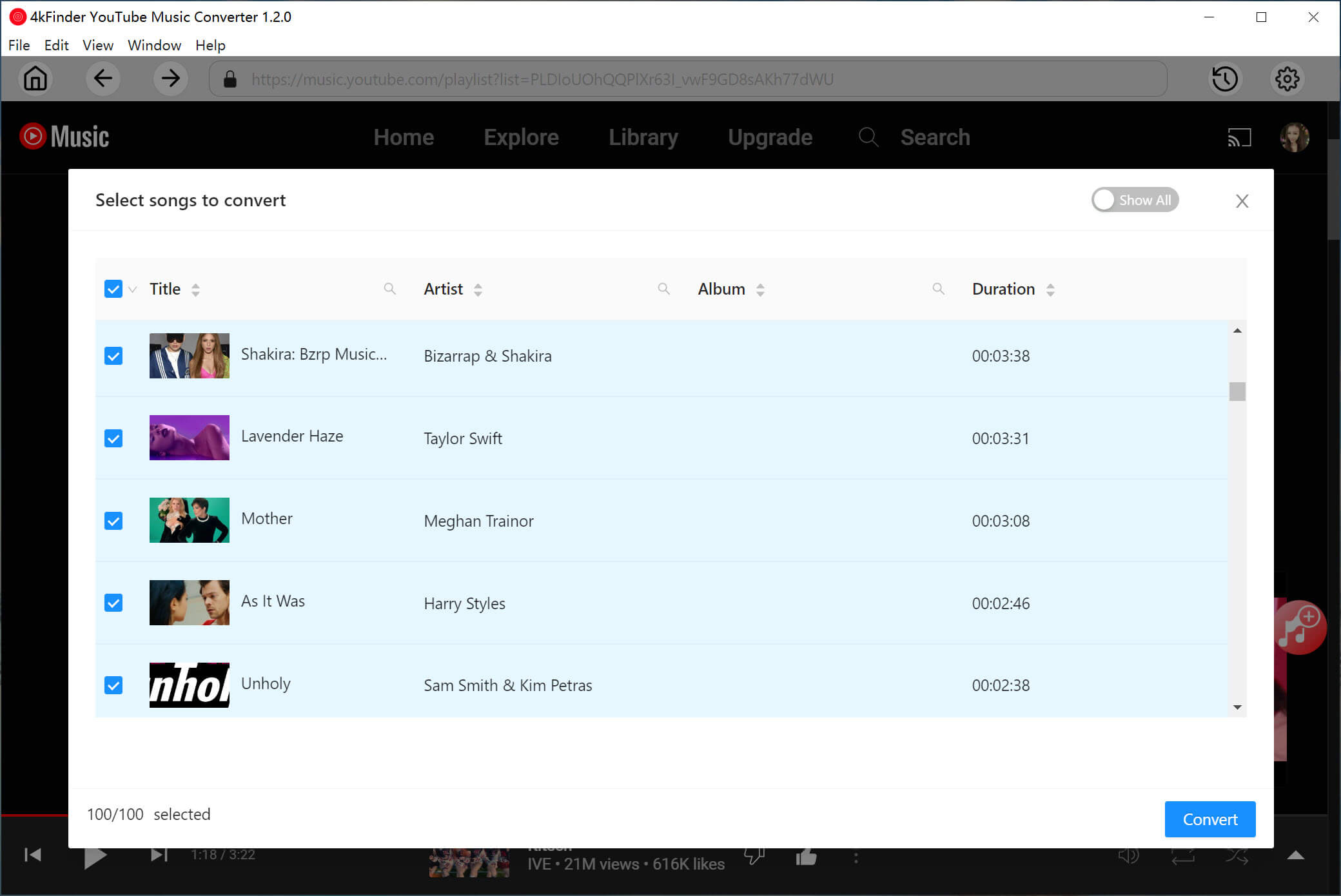 select youtube music songs